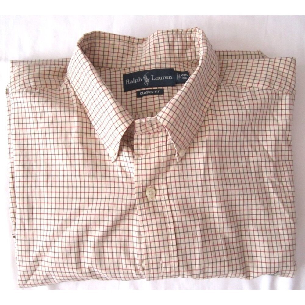 Ralph Lauren Classic Fit Button Cotton Men Long Sleeve Shirt Sz 2XB (MT857)